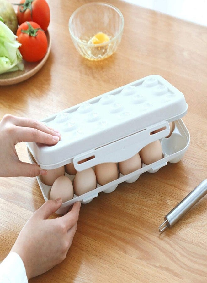 PLUMAZE 18-Grid Egg Storage Box with Lid | Plastic Egg Holder Tray | The Ultimate Refrigerator Solution (Cream) - Image 4